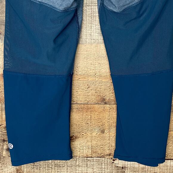 Lululemon Training Tough Crop Mesh Leggings Poseidon Blue SZ 6 - Picture 7 of 12
